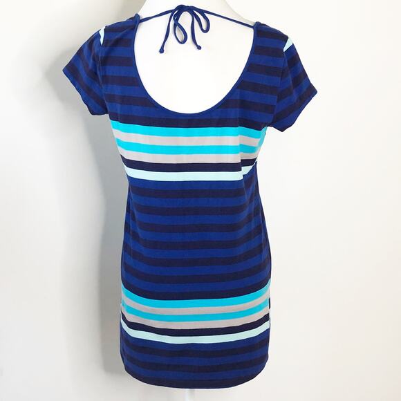 LOLE Large Tunic  Blue Stripe Top Short Sleeve  Scoop Neck - Picture 2 of 4
